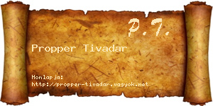 Propper Tivadar névjegykártya